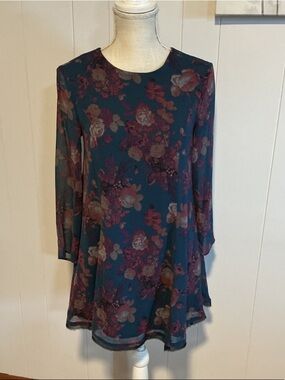 Kimchi Blue Teal Floral Midi Dress